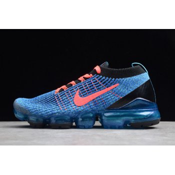 2019 Nike Air Vapormax Flyknt 3.0 Royal Blue Fluorescent Red-Black AR6631-004 Shoes